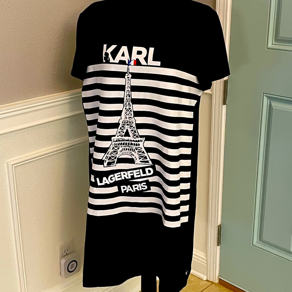 Karl Lagerfeld Paris Dress XL black with stripes